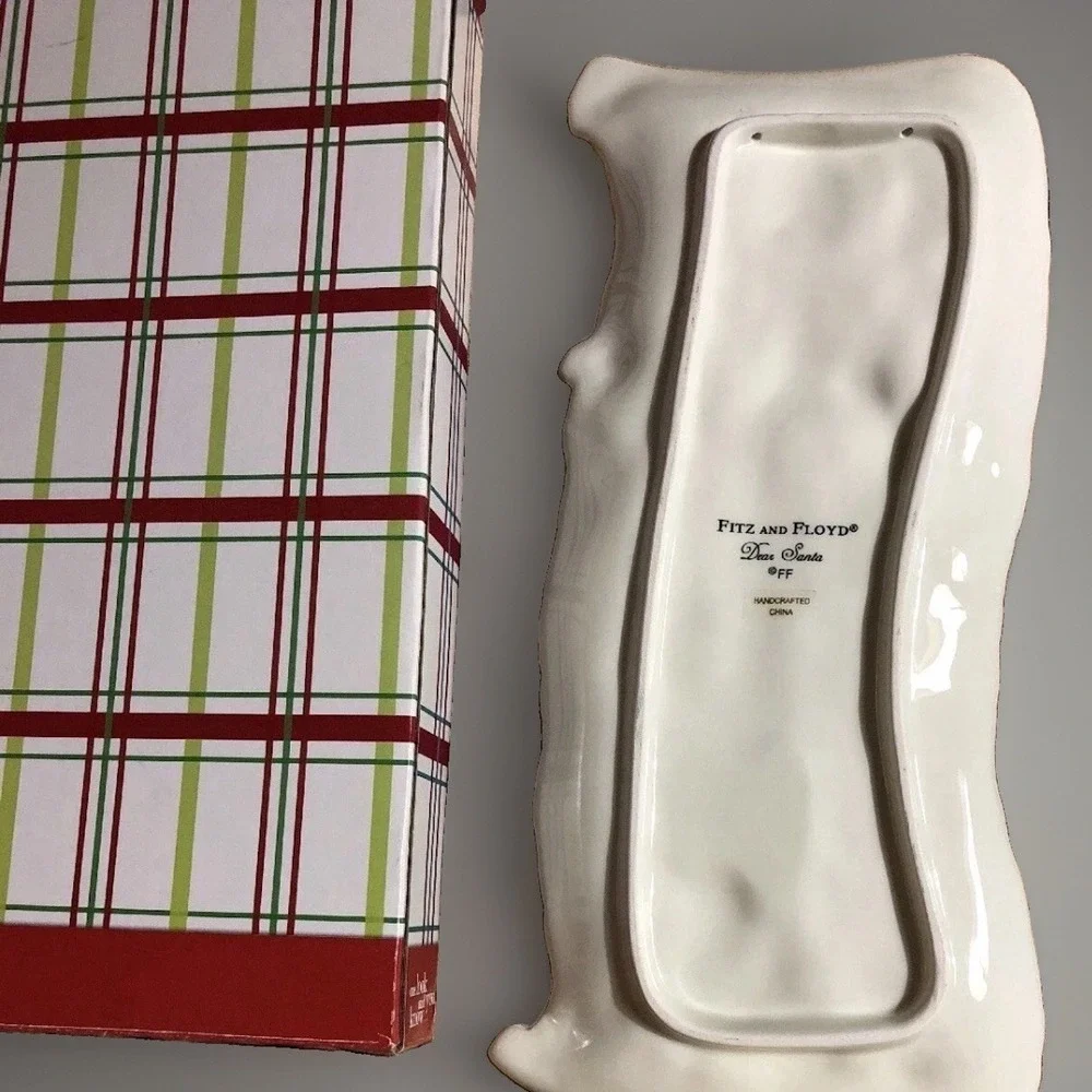Fitz & Floyd Dear Santa Elongated Ceramic Serving Tray Christmas Holiday 11.5x6